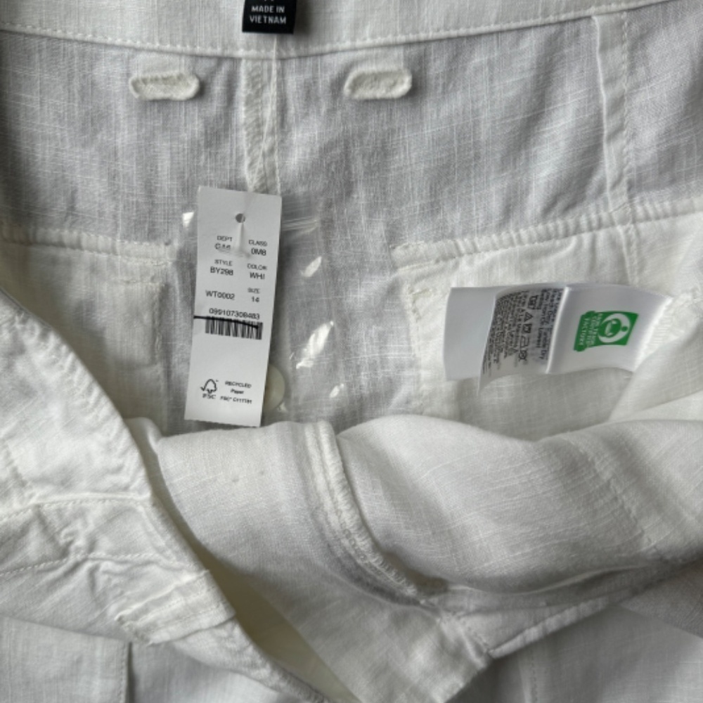 J Crew White Linen Blend Cargo Shorts Size 14 - Picture 6 of 6